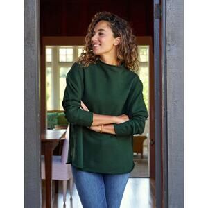 NWOT Frank & Eileen Effie Long Sleeve Funnel Neck Capelet Evergreen Green Small